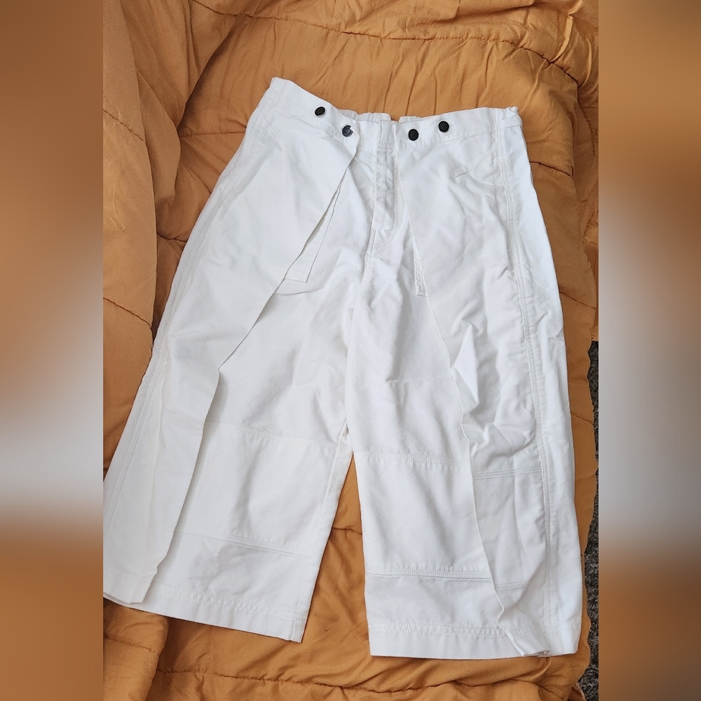 Free People White Wide-Leg Cropped Pants